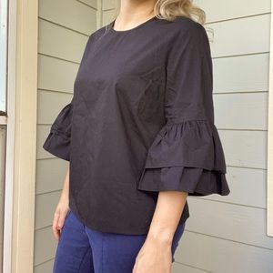 Marled Reunited Clothing | Black Ruffled Blouse